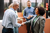 office staff welcoming new hire